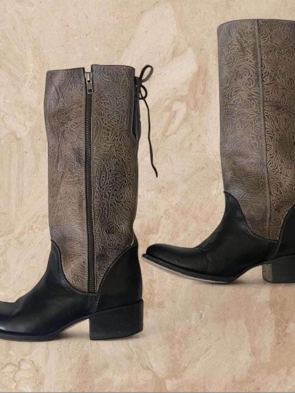 Pistolero western embossed leather tall boots 🤎